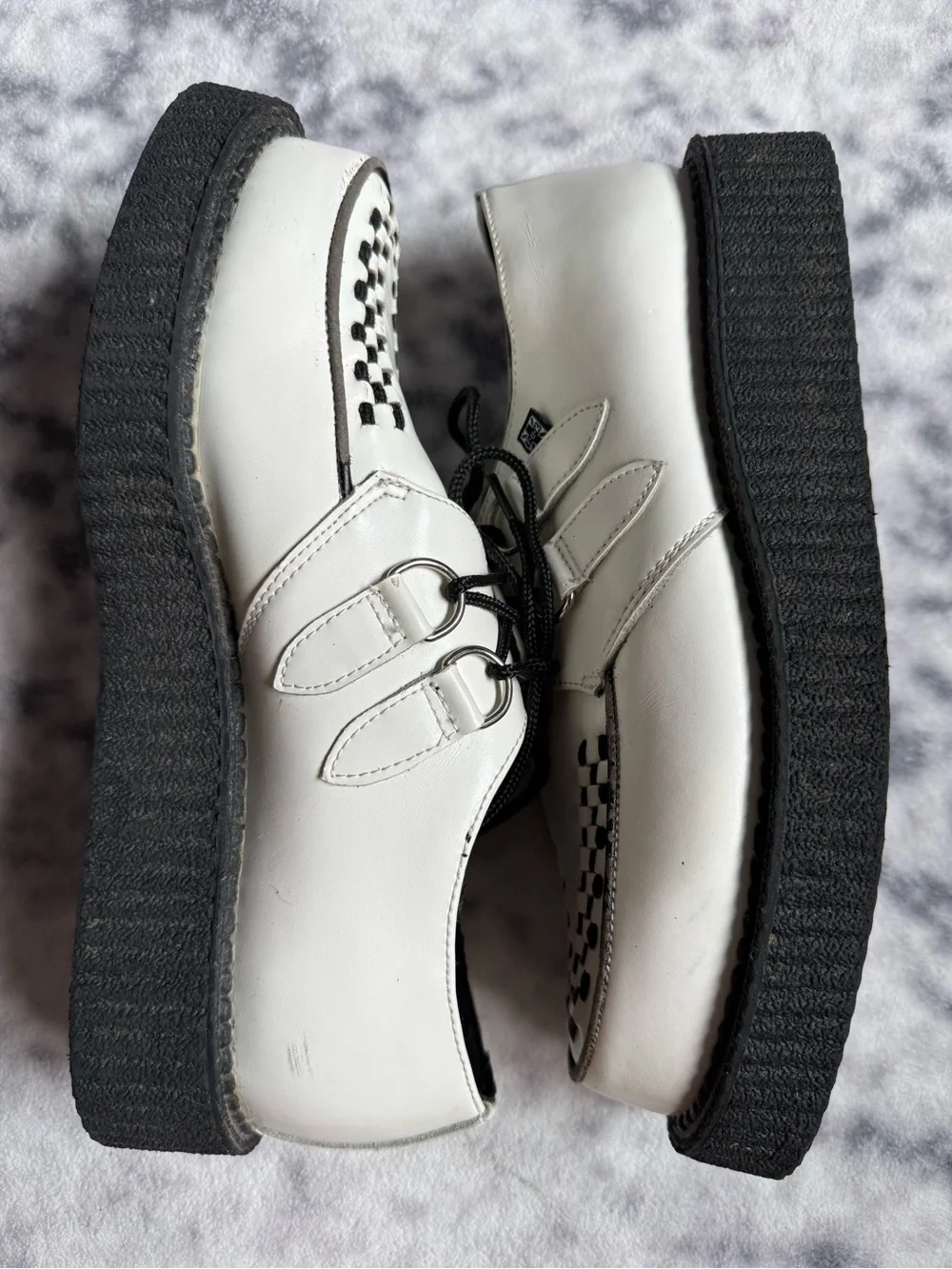 T.U.K - White Leather Viva Mondo Creeper Loafers - Men’s 9 Women’s 11